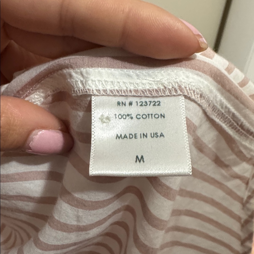 Xirena Beau Striped Pattern 100% Cotton Button Down Blouse Pink Sand Size M - Picture 5 of 6